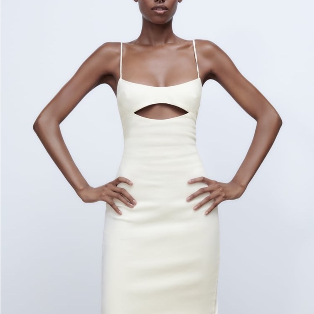 Zara Linen blend cut out dress